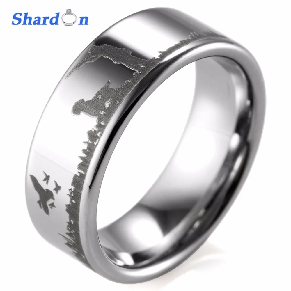 

SHARDON 8mm wedding band comfort fit Tungsten ring engagement jewelry IP black plated Out door hunting ring engagement rings