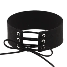 Bijoux Sexy Harajuku Lace Up Women Jewelry Punk Gothic Choker Necklace Vintage Velvet Leather Collares Anime Necklaces&Pendants