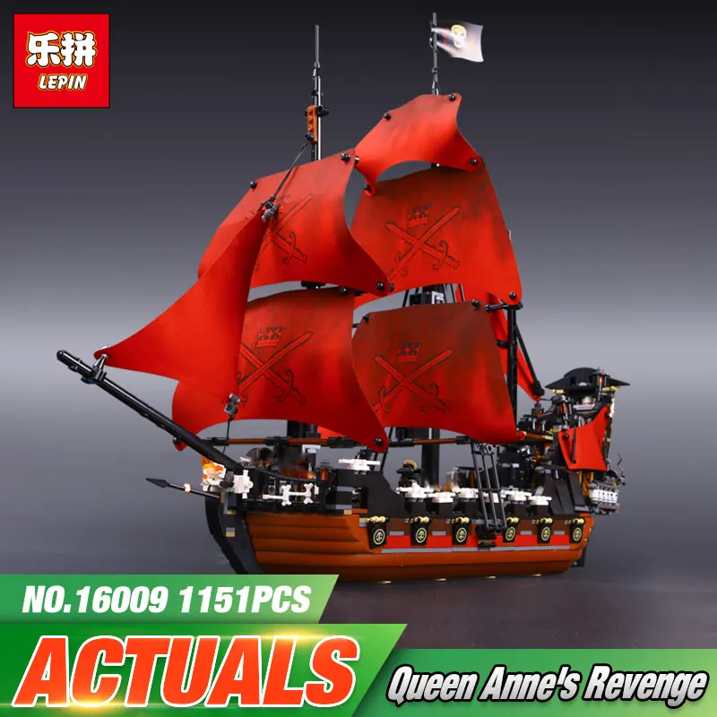 

New 16009 1151Pcs Pirates Of The Caribbean 4195 Queen Anne's Reveage Set Building Blocks Bricks New Kids Toys Ship Model Gifts