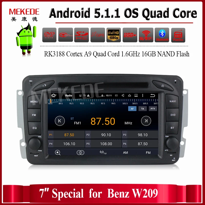 1024 600 HD screen Android5 11 car Multimedia player for Benz W203 W208 W209 W210 W463