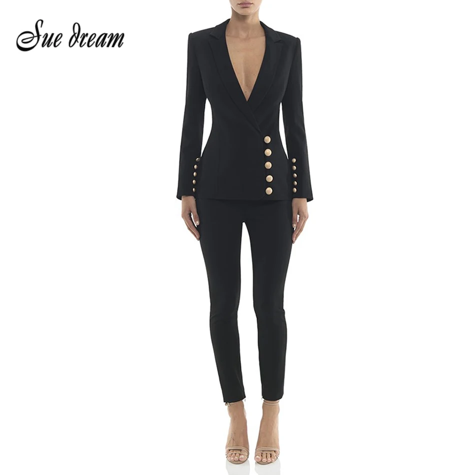 2018 autumn new women's suit long sleeved jacket and pants 2 pieces two