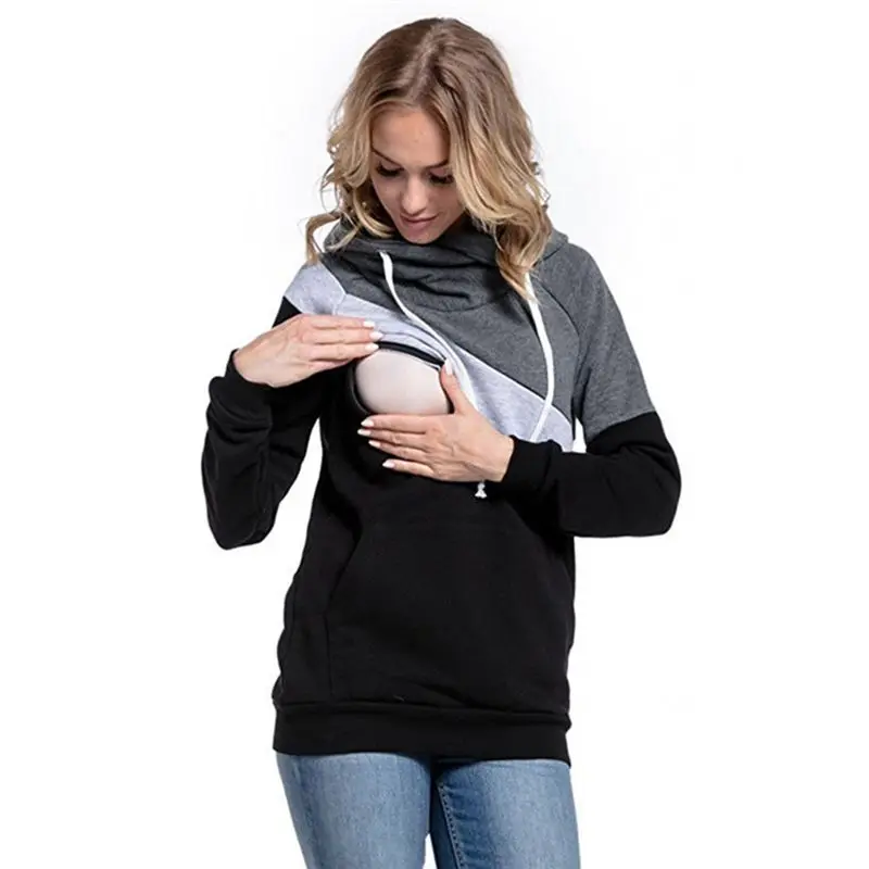 Ropa de maternidad a la moda multifunción madre lactancia sudaderas con capucha camiseta costura lactancia embarazo ropa de mujer