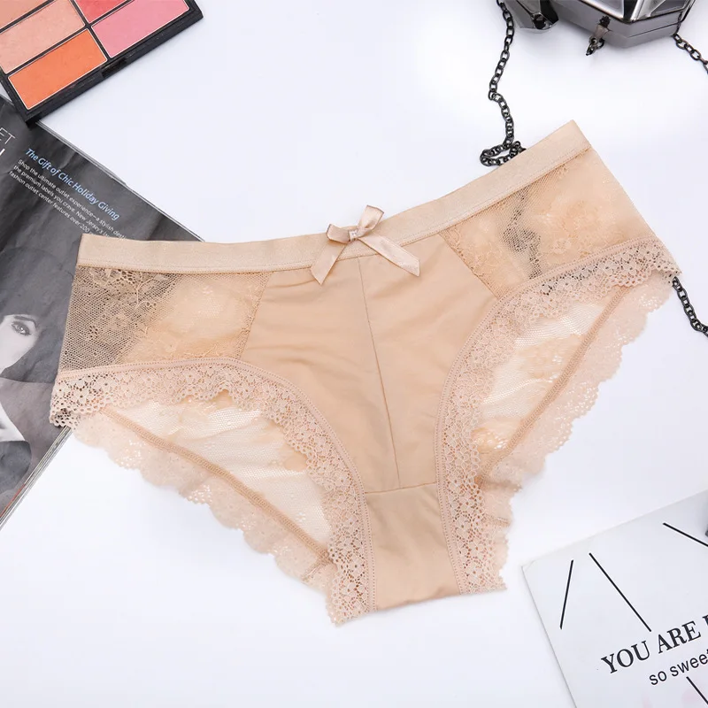 ACHEYA Big Size Sexy Lace Panties Women's Underwear Sheer Lace Briefs Knickers Soft Boxer Lace Briefs Plus Size Panty XXL XXXL