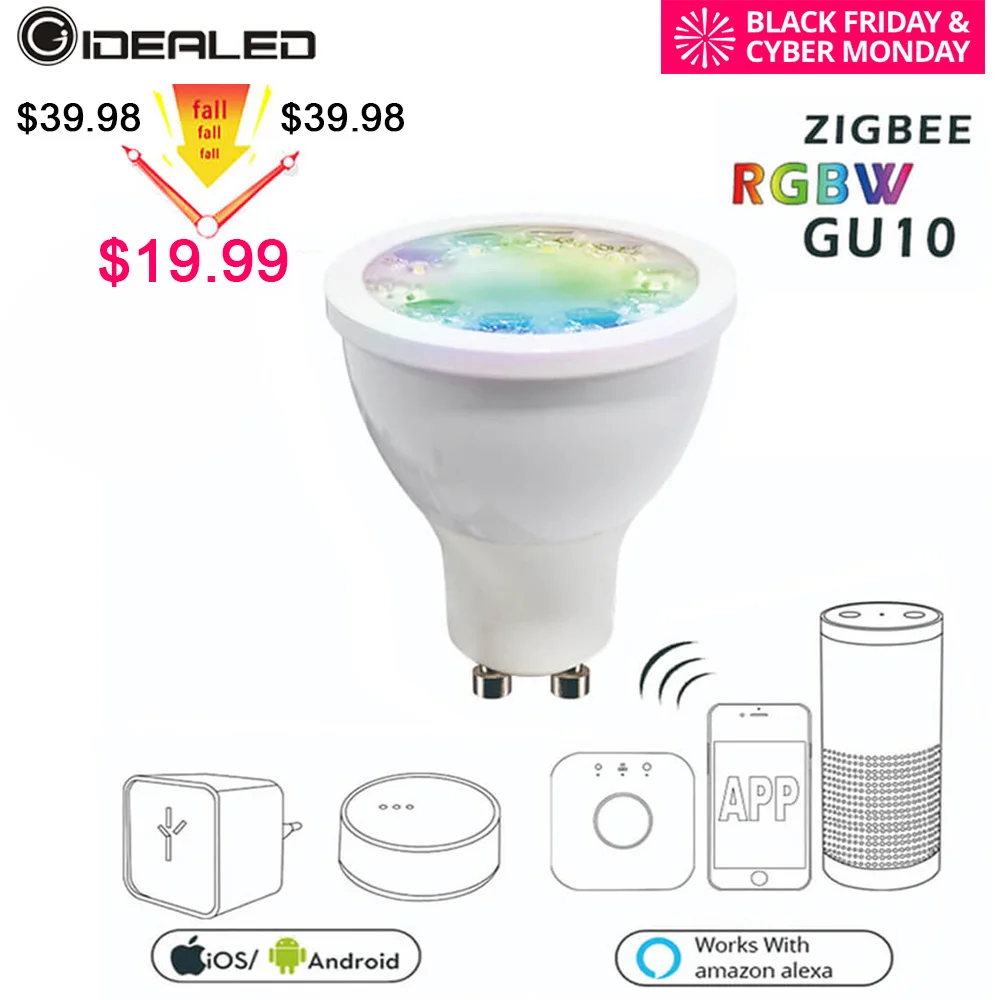 Zigbee hub GU10 светодиодный RGBW прожектор управляемый Zll свет лампочка Smart APP управление