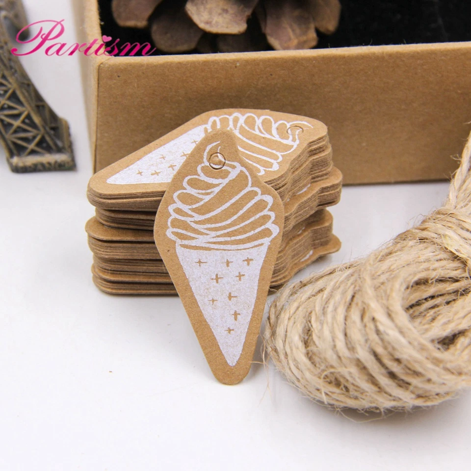 50PCS Kraft Paper Tags DIY Handmade/Thank You Multi Style Crafts Hang Tag With Rope Labels Gift Wrapping Supplies Wedding Favors