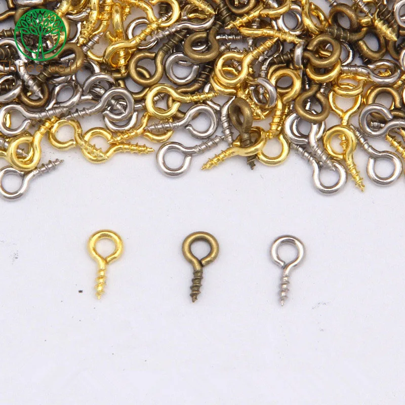 

500pcs Small Tiny Mini Eye Pins Eyepins Hooks Eyelets Screw Threaded Silver Clasps Hooks Jewelry Findings