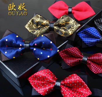 

New Free Shipping fashion casual Men's male British luxury Bow Black wedding dress wedding groom male Korean red tie Headdress