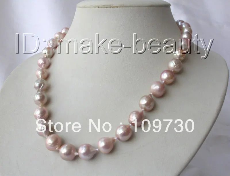 

Jewelry 00411 stunning big 11mm baroque lavender Edison keshi reborn pearl necklace