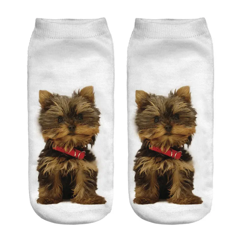 Women Schnauzer Short Socks Young Lady Girls Casual Cute 3D Dog Anklet Print Cotton Socks for Summer (4)