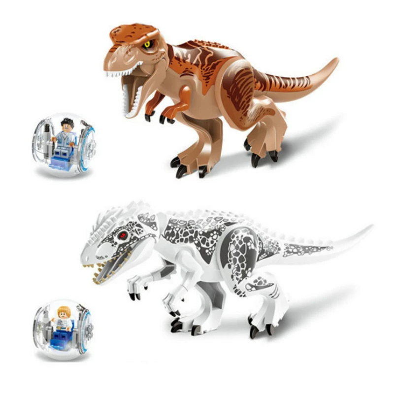 

Jurassic World Dinosaur Figures Bricks Tyrannosaurus Indominus Rex I-Rex Building Blocks Toys Compatible with Dinosuar