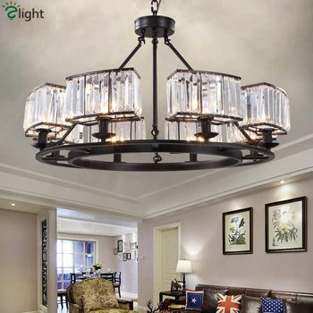 

American Retro Industrial RH Loft Led Chandelier Lustre Crystal Pendant Chandelier French Style Living Room Chandelier Lighting