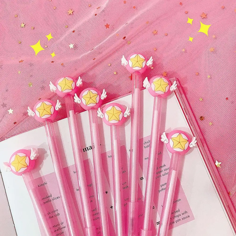 

48pcs/lot girls star wing gel pen cartoon student writing water ink pen office school pen test writing tool