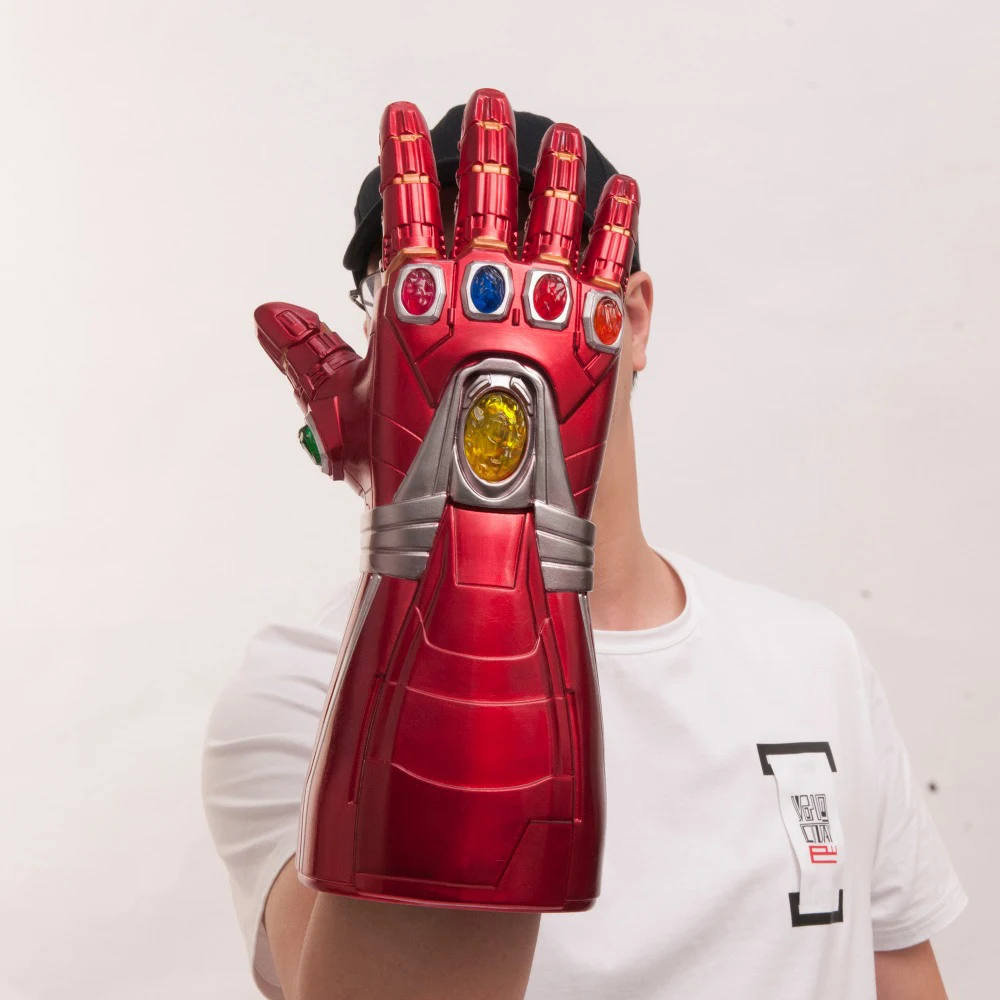 Yacn Infinity Gauntlet Железный человек перчатка костюм рука Тони Старк Косплей ПВХ перчатки с реальным лазерным светильник