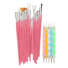 2 цвета 20 шт./компл. дизайн ногтей инструмент для рисования ручка набор кистей для полировки набор Профессиональные кисти для ногтей Инструменты для укладки ногтей
