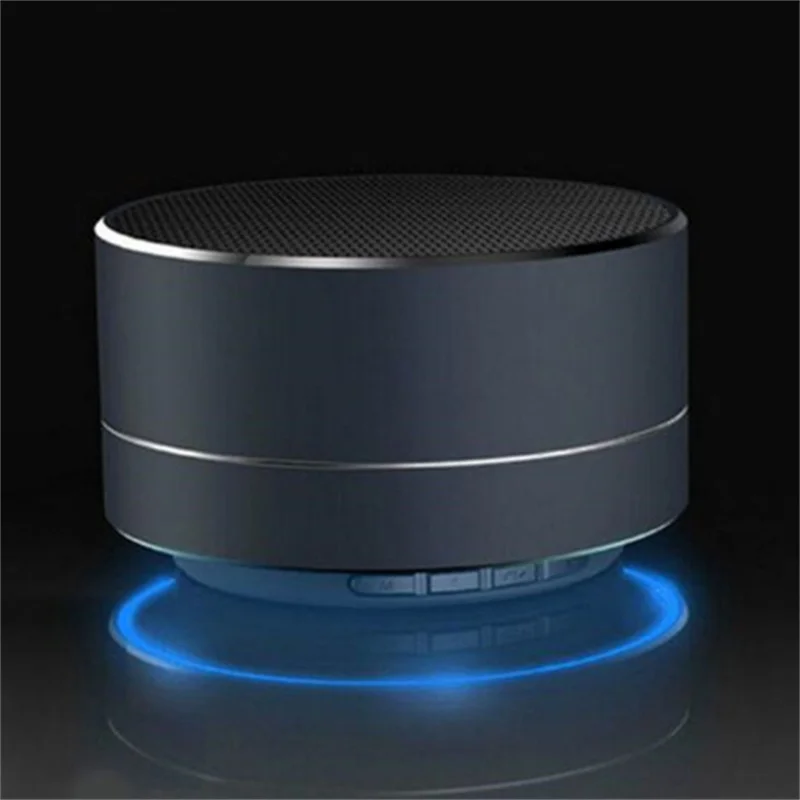Металлический беспроводной динамик LED Bluetooth колонки бас с микрофоном портативный