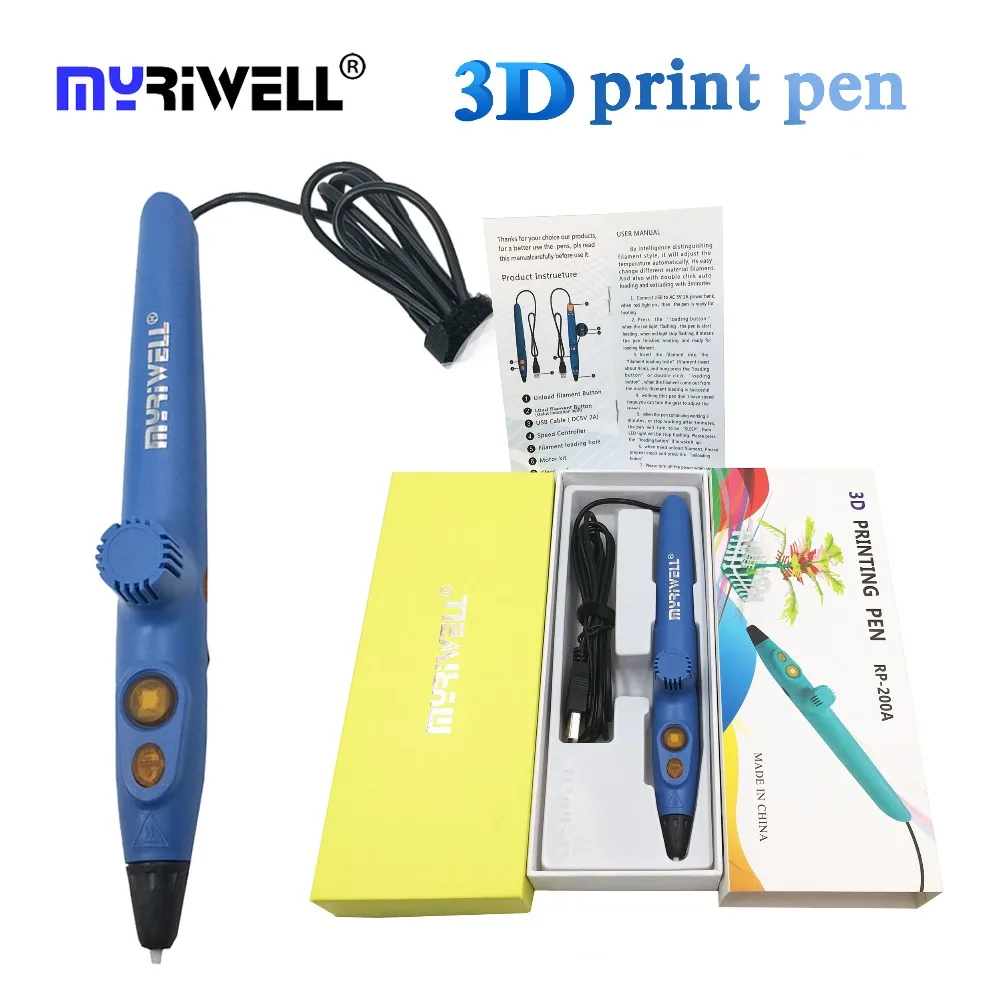 

myriwell 2018 usb 3d pen RP-200A low temperature Protection Using PCL material for Kids Christmas Gift Toy usb 5V 2A 3D Pens
