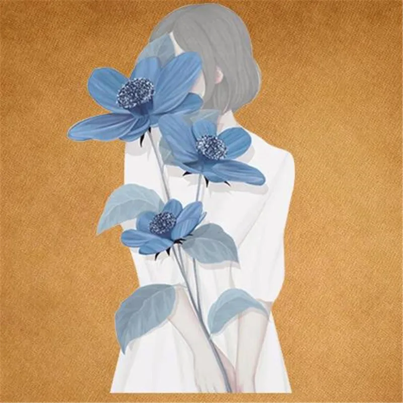 

Street Icon Women Men Clothes 250mm Flower Girl Iron on transfer Printing Patches for clothing T-shirt Patch DIY 3D Stickers