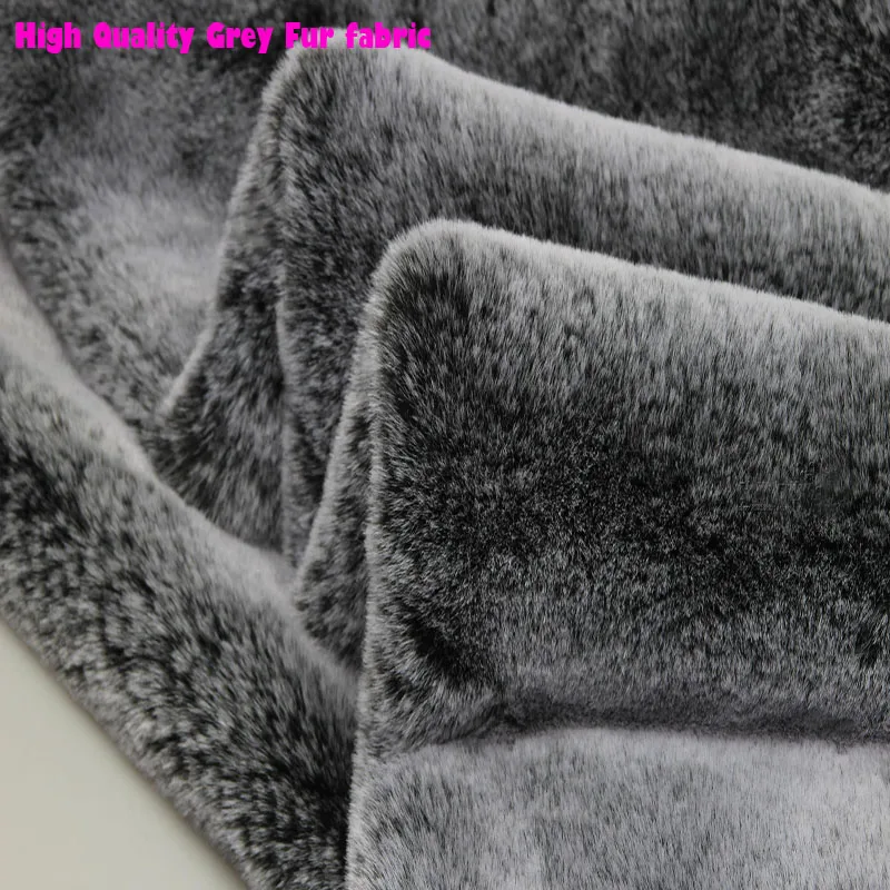 

High-grade Faux Fur Fabric Grey/White Tip 1.5cm Long Hairy Imitation Mild Rabbit Fur Fabric DIY Fur Collar of Coat Clothing