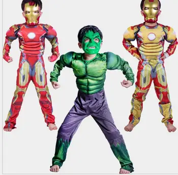 Super Hero Clothes Jumpsuit Captain America Superman Batman Hulk IronMan Thor Muscle Cosplay Costumes Halloween