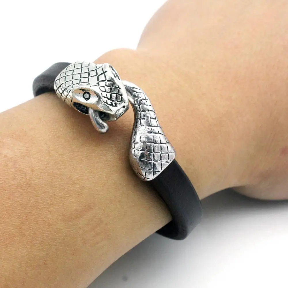 

AaaZee Manual Handmade Leather Mens Bracelet for Men Homme Charm Vintage Snake Clasp Wristband Femme Bracelet for Wedding Gift