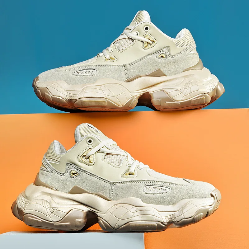 ADBOOV 2019 новый натуральная кожа кроссовки Для мужчин для женщин; Большие размеры 35-47 дизайнер Коренастый дышащая обувь на платформе