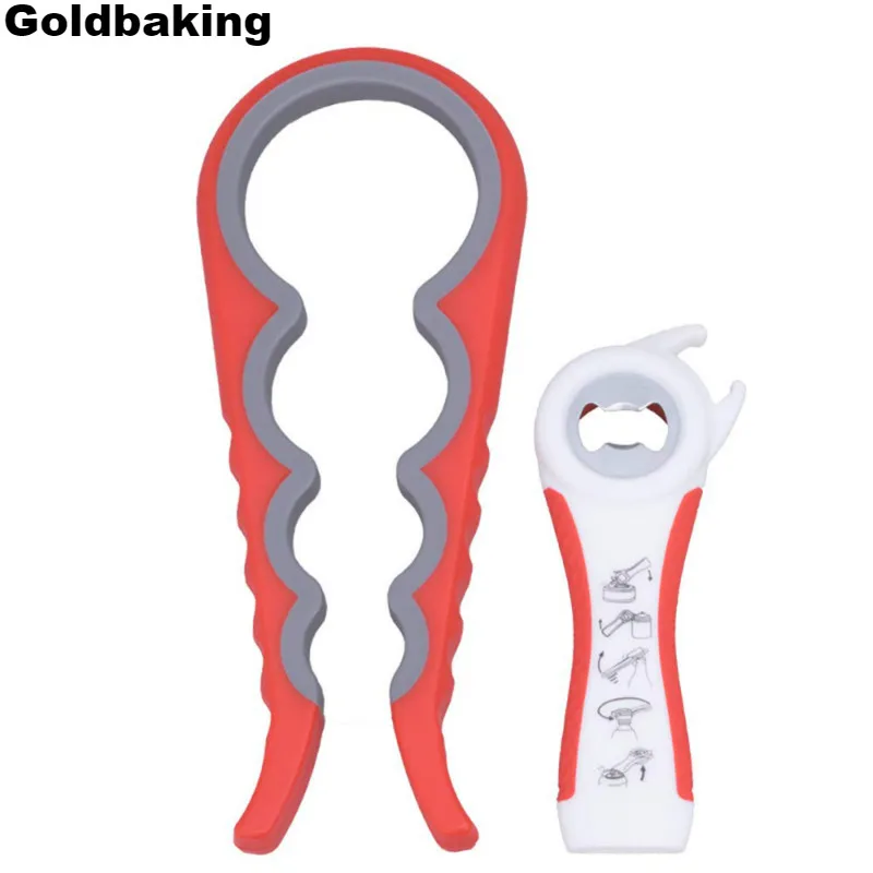 

2 Pack Jar Opener All-in-one Bottle Opener Kits Twist Easy Grip Can Opener Elderly Open Various Jars Cans Wine Beer Red