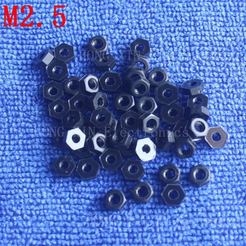 M2/M2.5/M3/M4 black 100pcs nylon hex nut 2/2.5/3/4mm plastic nuts RoSH Hexagon PC Electronic accessories Tools etc