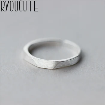 

RYOUCUTE 100% Real 925 Sterling Silver Jewelry Fashion Big Geometric Rings for Women Bijoux Statement Antique Ring Anillos