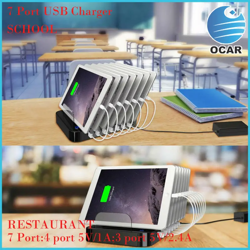 7 ports USB Charger Black 048
