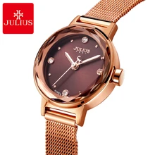 Ladies steel mesh gold silver quartz wristwatch Women fashion casual rhinestone stone watch Famous brand Julius 914 gift box HOT Ladies steel mesh gold silver quartz wristwatch Women fashion casual rhinestone stone watch Famous brand Julius 914 gift box HOT
