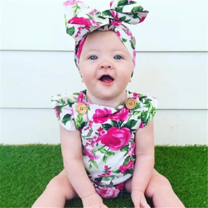 

pudcoco Hot Baby Girls clothing various flowers print Summer Kids Sleeveless Cotton Sunsuit Baby Sleeper Clothing