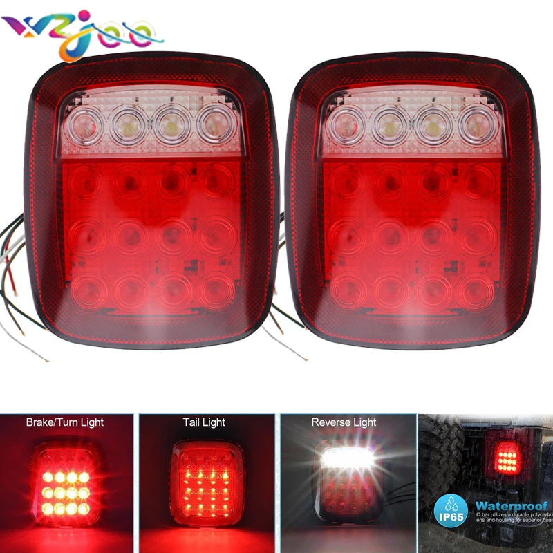 12V Trailer Tail Lights Square Brake Lights Universal LED Tail Lights Lamps Signal Lights Waterproof for Trailer Truck RV Boat