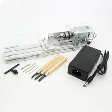 Mini Lathe Beads Machine Woodworking DIY Lathe Polishing Cutting Mini Drill Rotary Tool Standard Set with Power Supply DC 24V