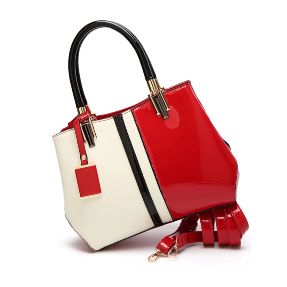 

Women's original single Handbag 2019 new color contrast style patent leather light glue shoulder bag torebka damska
