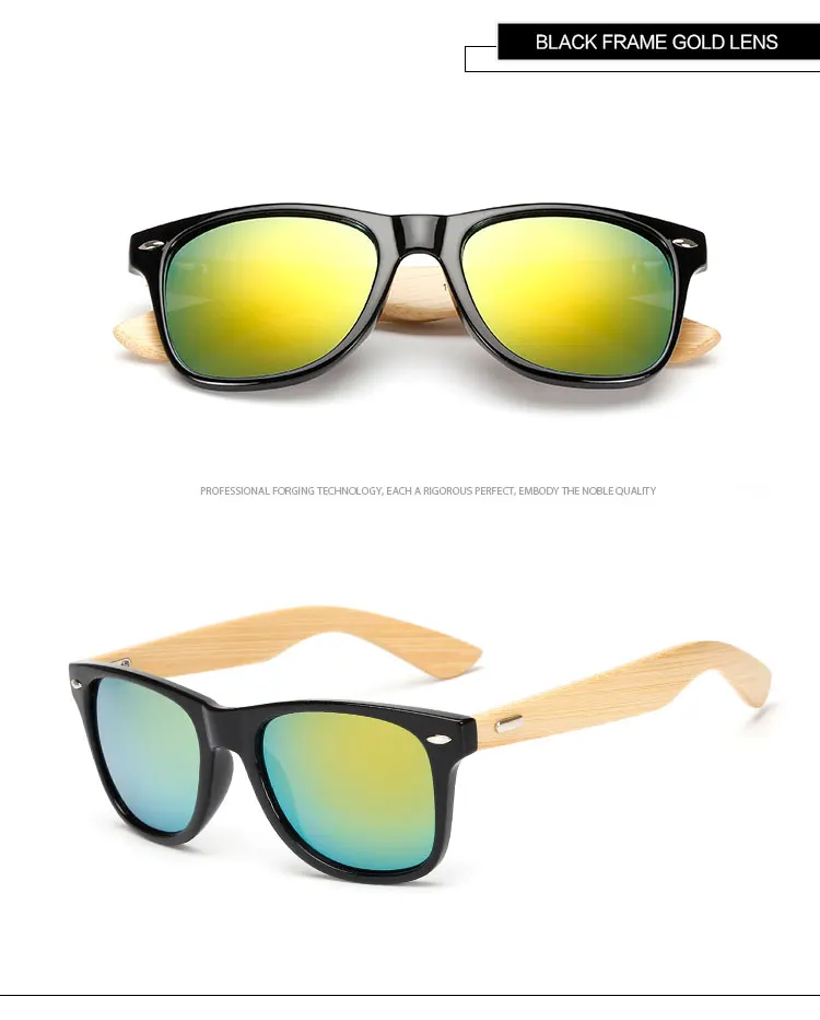 Оптовый Пользовательский логотип бамбуковые заушники солнезащитные очки мужские женские солнцезащитные очки в деревянной оправе оригинальные деревянные солнцезащитные очки под заказ 50 шт/комплект 130 - Цвет линз: black gold