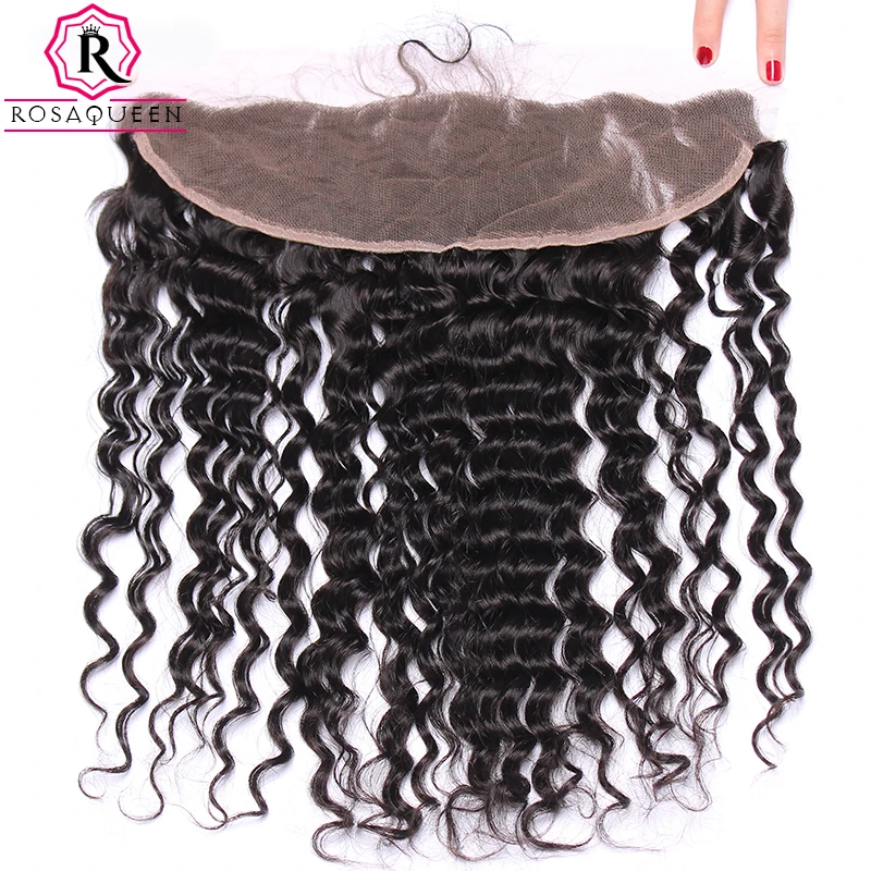 Rosa Queen 13x4 Lace Frontal Closure With Baby font b Hair b font Deep Wave Brazilian
