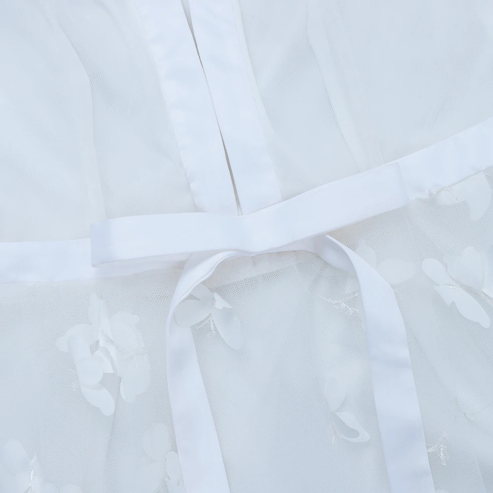 Новинка, белый v-образным вырезом слинг сетчатый Рог бабочка модное платье пикантные вечерние Bodycon женские платье+ костюм