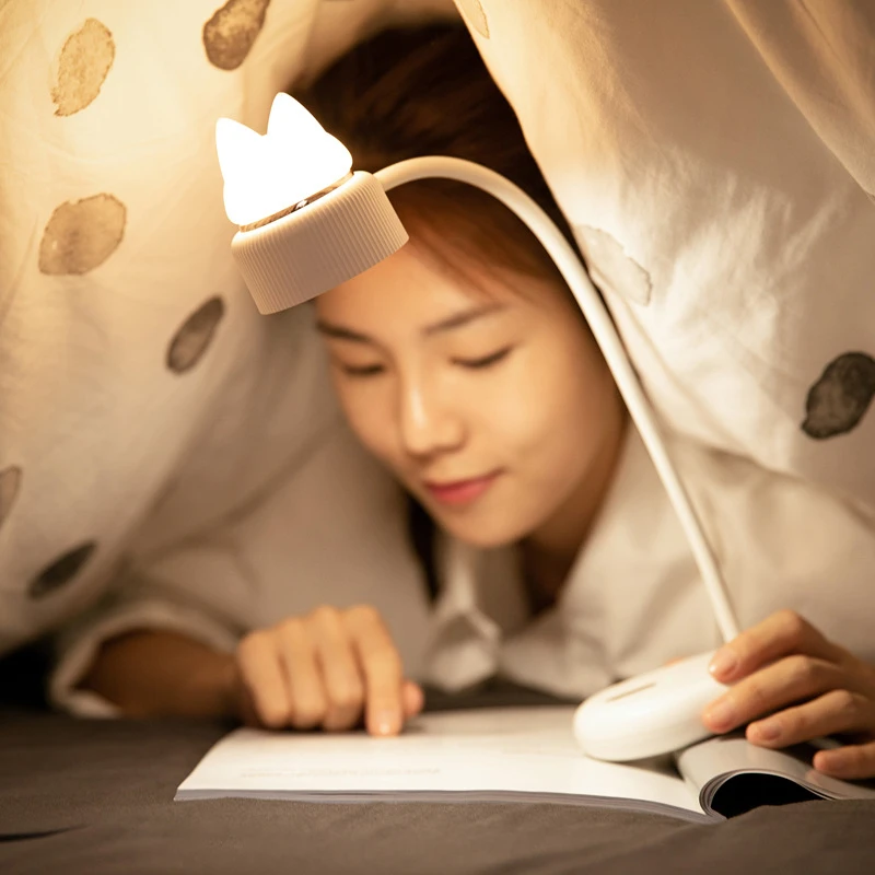 

USB LED Reading Table Lamp 1200mA Dual Lights Combination Cute Cat Reading Lamp Creative USB Charging Eye Student Children Gift