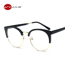 Стиль очки Оптические очки прозрачные оправ обычный объектив модные женские туфли из металла пластиковые полукруг кадр очки