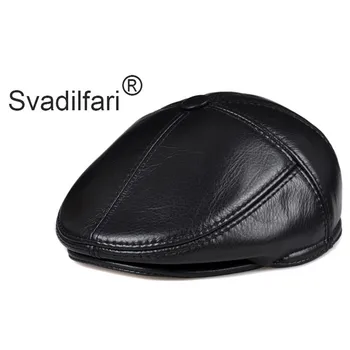 

Svadilfari Genuine Leather Men Women's Berets Cap Hat CBD High Quality Fashion Men's Real Leather Baseball Caps Winter Warm Hats
