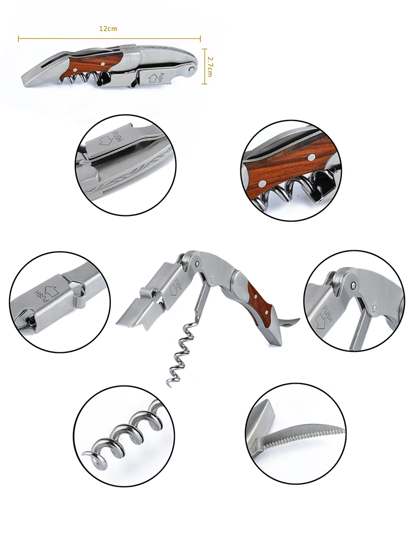 Портативный складной штопор для вина открывалка для бутылок деревянная банка открывалки для банок из нержавеющей стали карманный нож Ресторан кухонные аксессуары
