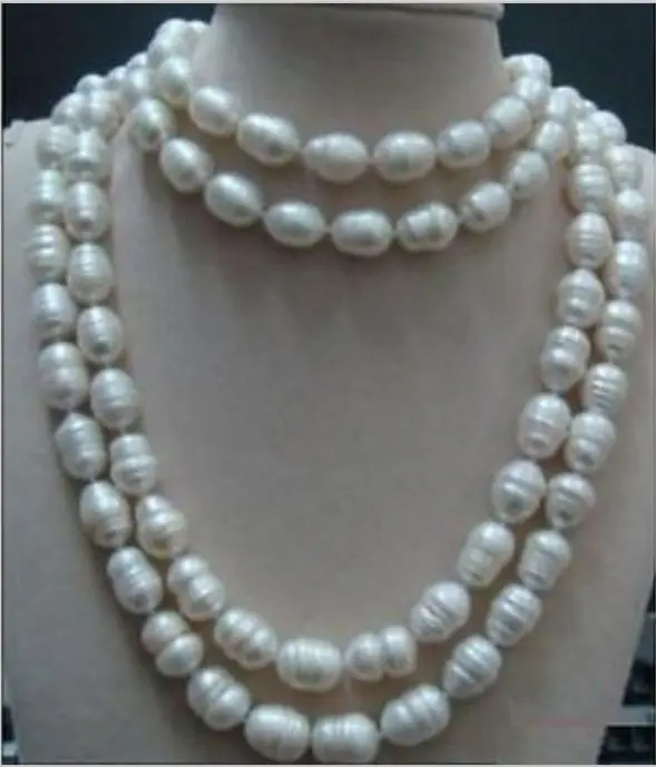 

12-13mm natural south seas baroque white pearl necklace 65inch 14KGP Gold