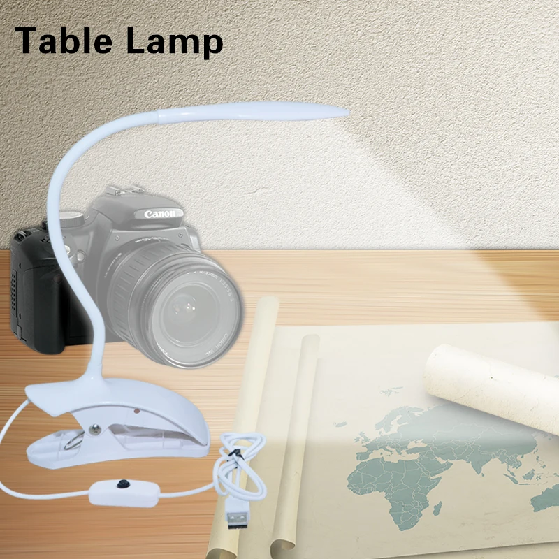 

Desk Lamp USB LED kindle Book Night Reading Lamp For Bed Modern Spring Clip Light Bedside Flexible Student Table Lamp with clamp