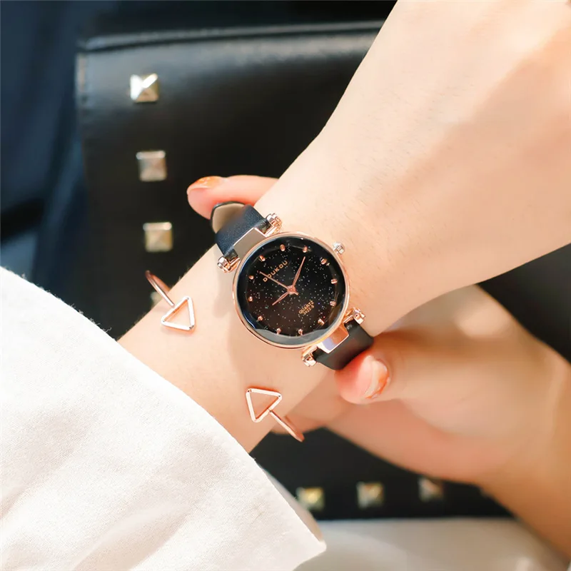 

High Quality Luxury Exquisite Gems Crystal Women Dress Watches Slim Leather Ladies Casual Wristwatch Female Diamond Watch Clock