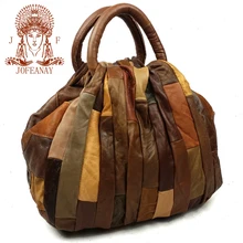 JOFEANAY 2016 new leather stitching fashion brand handbag Retro portable Shoulder Messenger Bag Lady Leather stitching bag