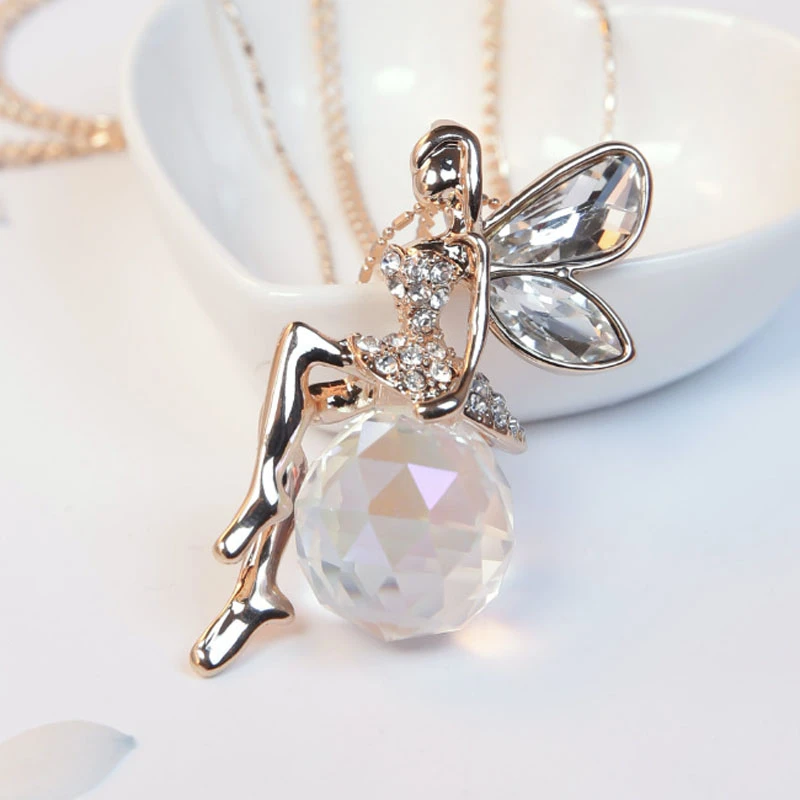 韓国語バージョンのクリスタル天使の羽長いセーターチェーンギフト Version Angelcrystal Crystal Aliexpress