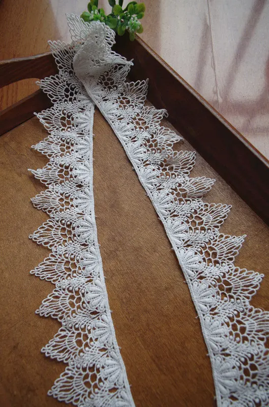 off white cotton lace trim by the yard, natural cotton lace trim