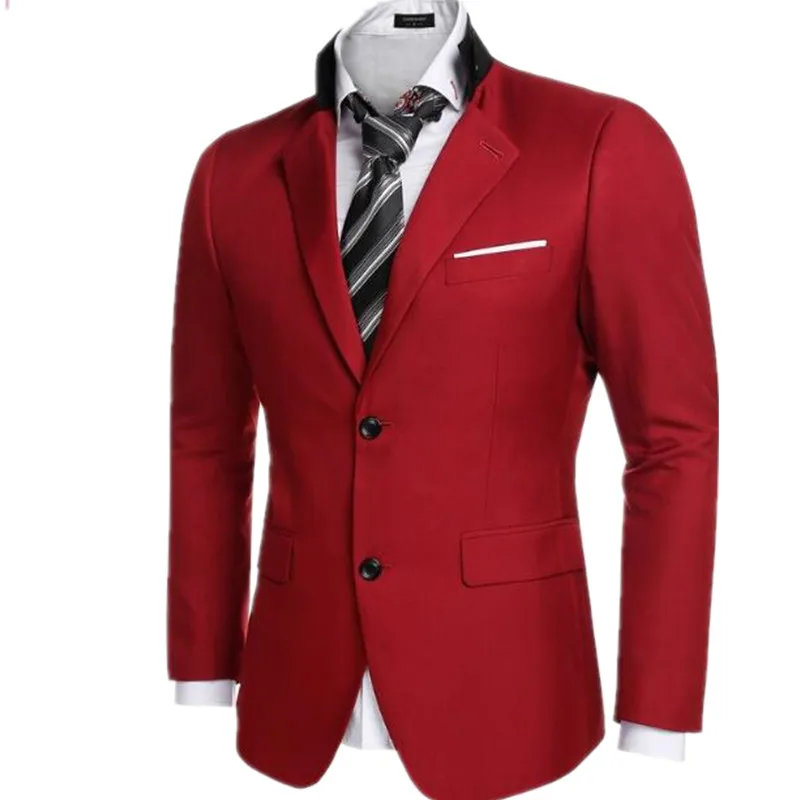 Men's business jacket casual dinner party dress coat red wedding formal ...