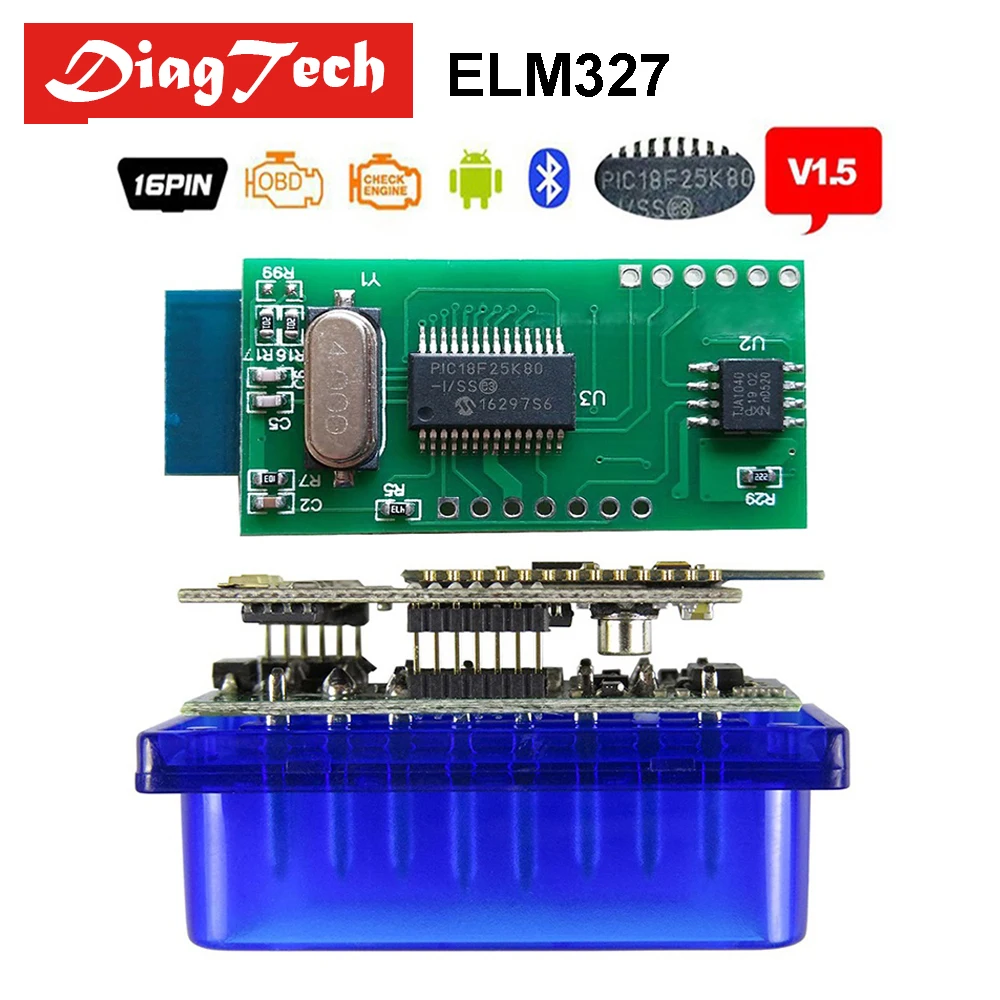 Высококачественный чип PIC1825K80 ELM327 V1.5 Bluetooth автоматический считыватель кодов Супер Мини ELM 327 1,5 OBD2/OBDII для Android Крутящий момент