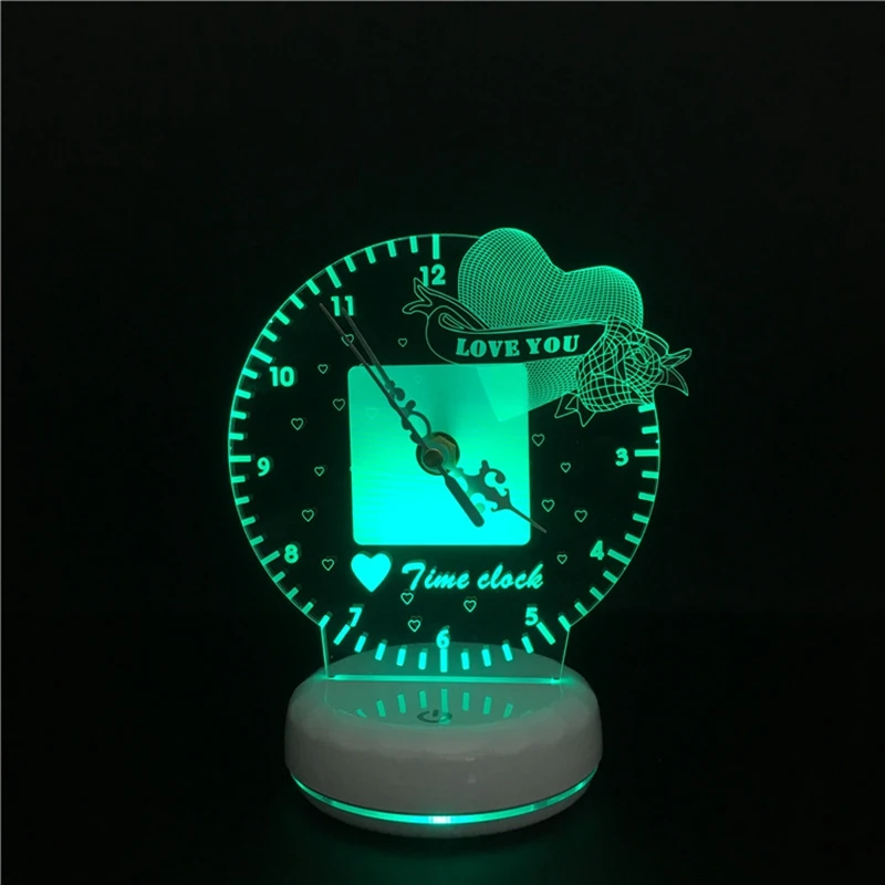 

Novelty 3D led Time Clock Night Light for Love Remote Control or Touch Heart Colorful Table Lamp Decoration Home Bedroom